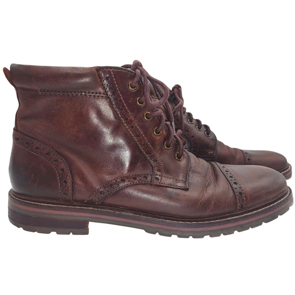 Mens Brown‎ Leather Cap Toe Florsheim Brogue Lace Up Boots 11874-215 - Size 9 D